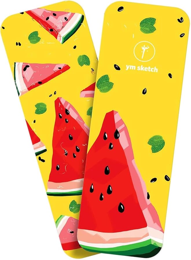 YM Sketch Bookmark - Watermelon|5x15 cm round curve edge thick printed illustration cardstock paper, 1 pcs|Gift For Book Lovers,college,office,artists, students books reading writing
